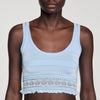 Andre Pointelle Knit Crop Top Sky Blue