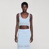 Andre Pointelle Knit Crop Top Sky Blue