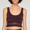 Andre Pointelle Knit Crop Top Brown