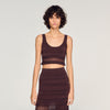 Andre Pointelle Knit Crop Top Brown