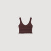 Andre Pointelle Knit Crop Top Brown