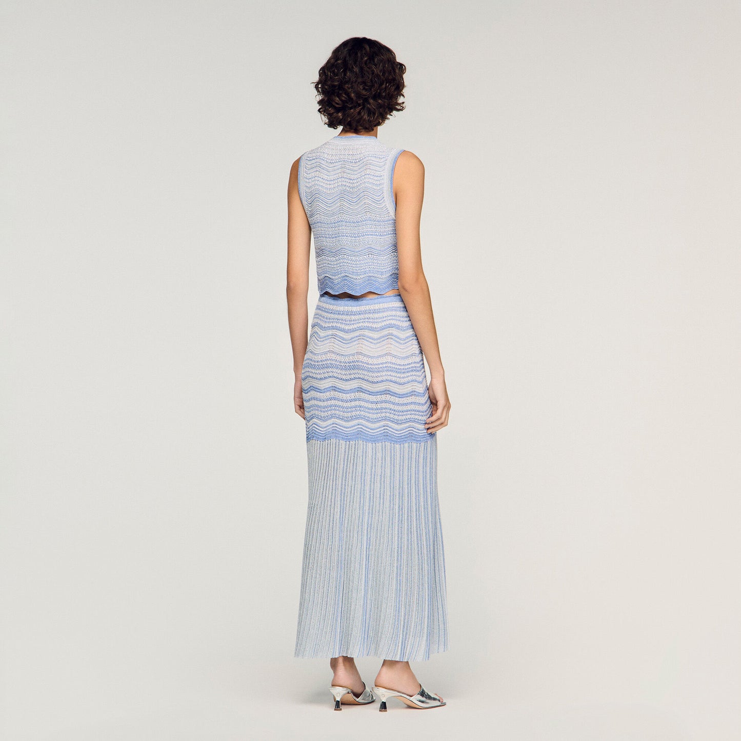Davi Decorative Knit Crop Top Sky Blue