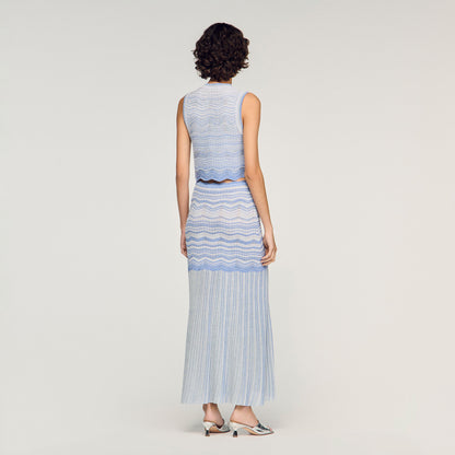 Davi Decorative Knit Crop Top Sky Blue