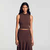 Giovi Cropped sheer effect jumper Brown