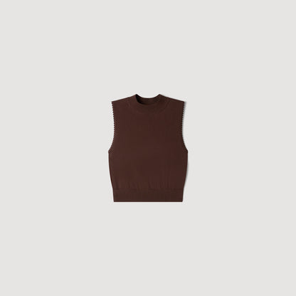 Giovi Cropped sheer effect jumper Brown