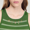 Ona Striped vest top with tassels Green / Ecru