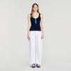 Emil Contrast button vest top Navy Blue