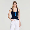 Emil Contrast button vest top Navy Blue