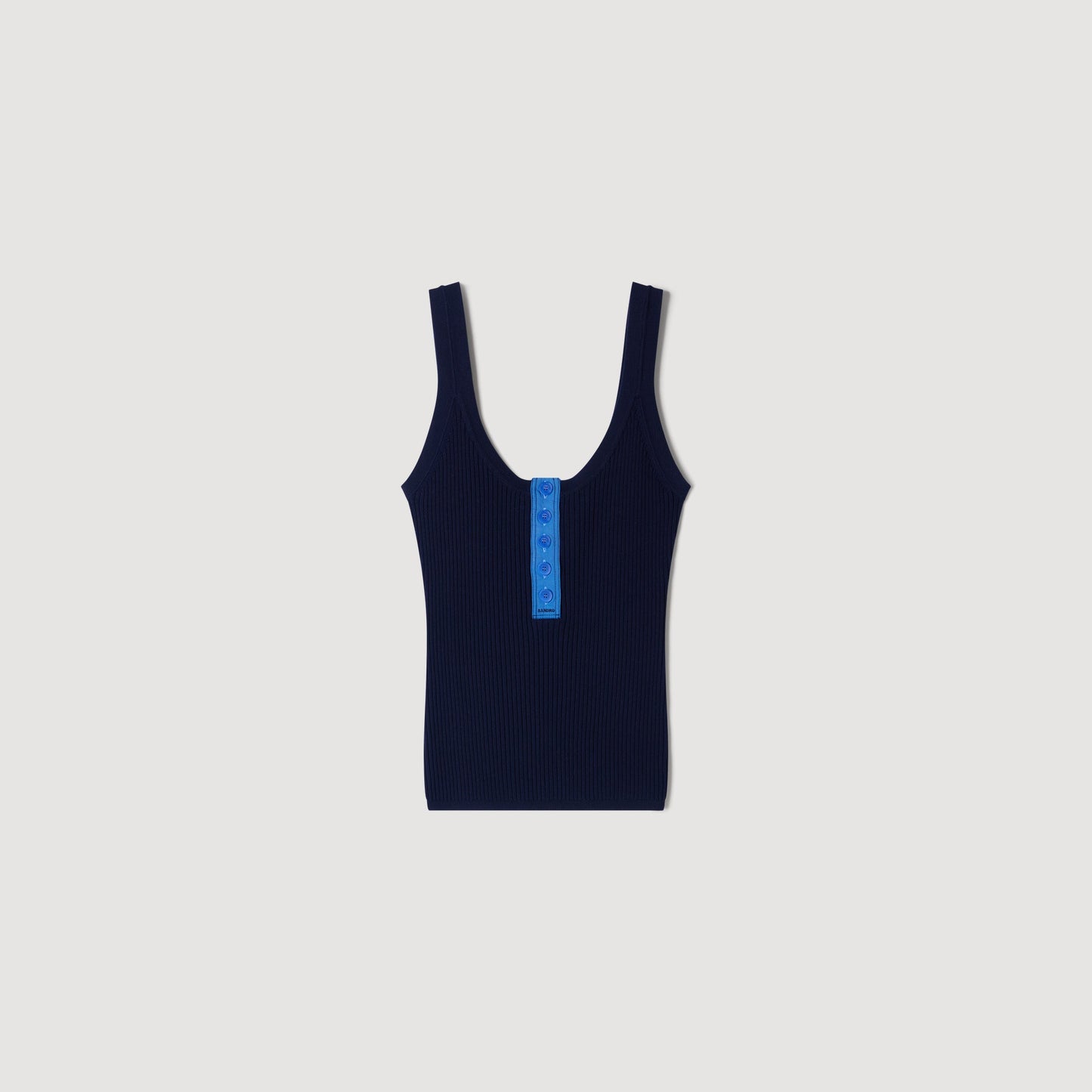 Emil Contrast button vest top Navy Blue