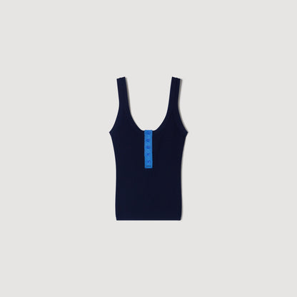Emil Contrast button vest top Navy Blue