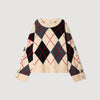 Gracie Argyle Polo Jumper Ecru / Black