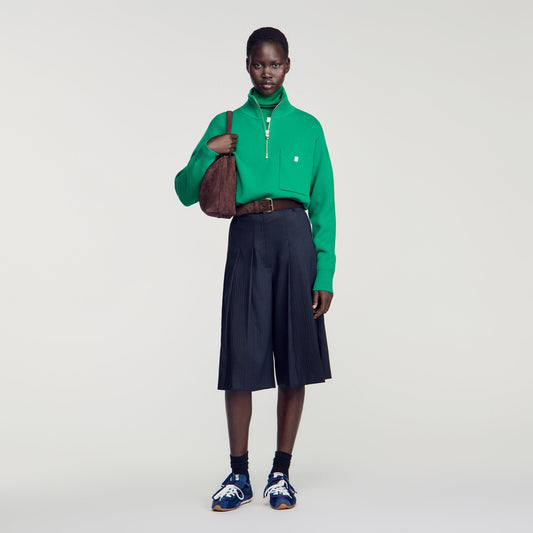 Mathea Wool And Cashmere Half-Zip Jumper Green
