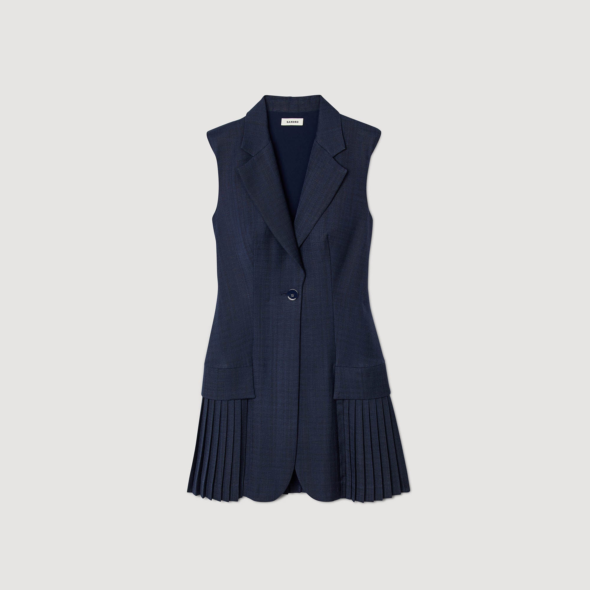 Short Pleated Suit Dress Deep Blu