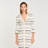 Stripy Knit Maxi Dress Ecru