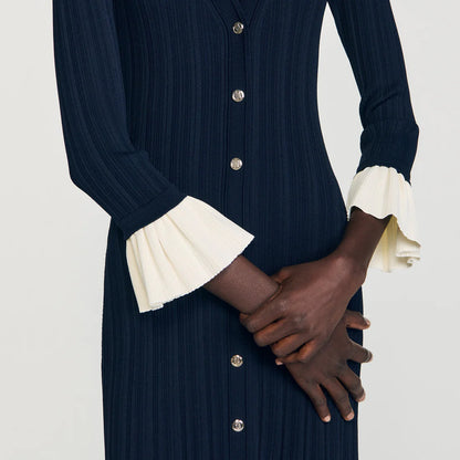 Nara Two-Tone Knit Maxi Dress Navy Blue