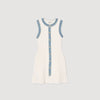Short Knit Dress With Ruffles Ecru