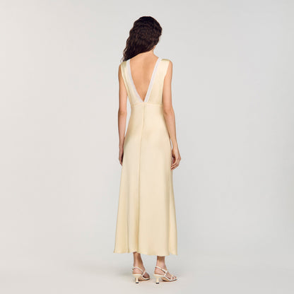Noelle Satin-Effect Maxi Dress Yellow