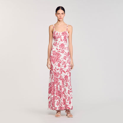 Joselle Floral Print Maxi Dress White / Red