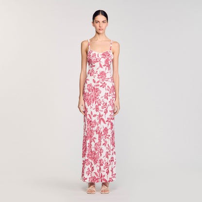 Joselle Floral Print Maxi Dress White / Red