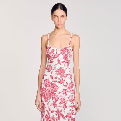 Joselle Floral Print Maxi Dress White / Red