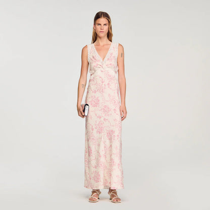 Brisbane Lace-Trimmed Maxi Dress Pink / Ecru
