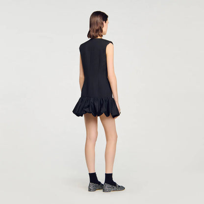 Aliette Short Tailored Dress With Ruffle Black