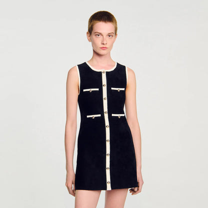 Fiorella Short Velvet Knit Dress Black
