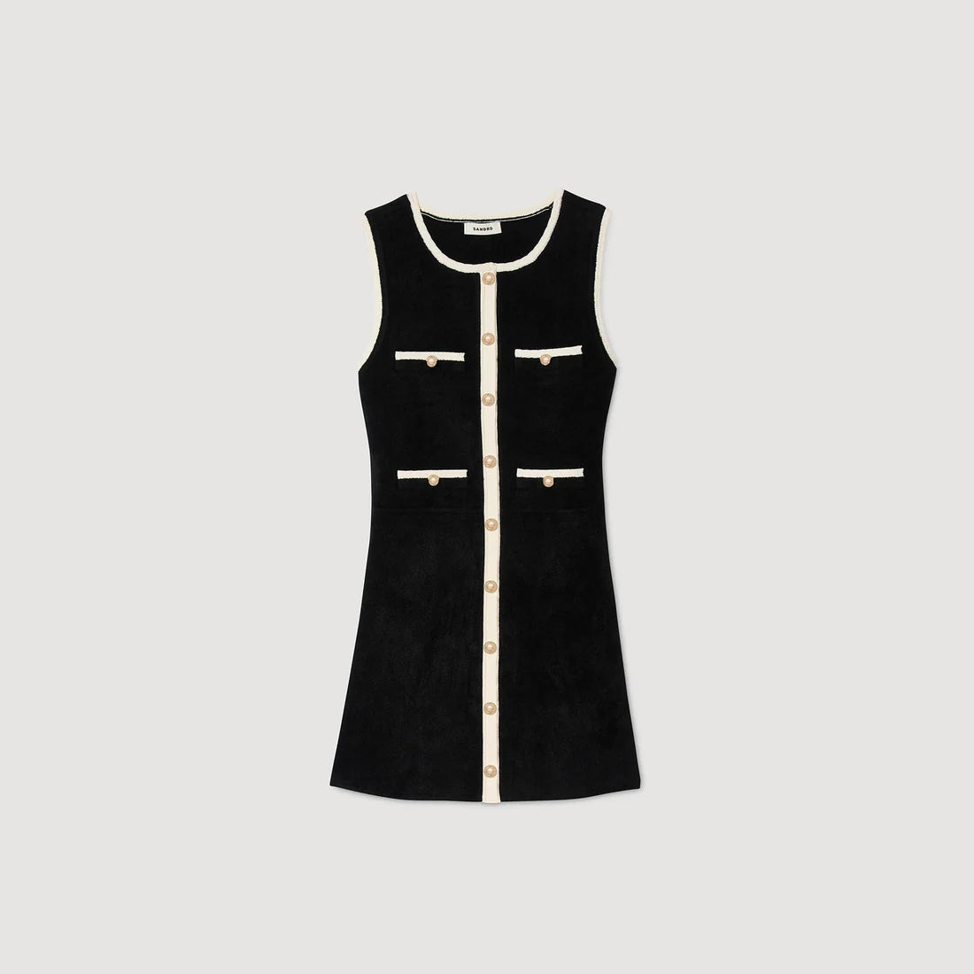 Fiorella Short Velvet Knit Dress Black