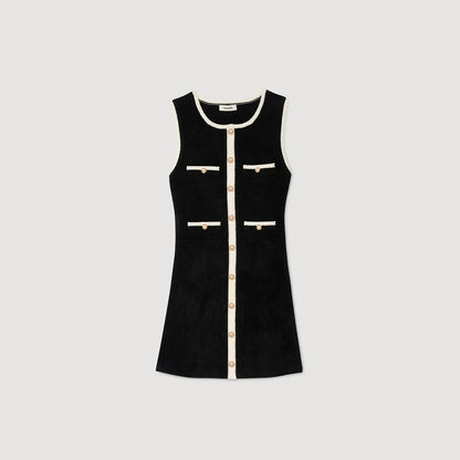 Fiorella Short Velvet Knit Dress Black