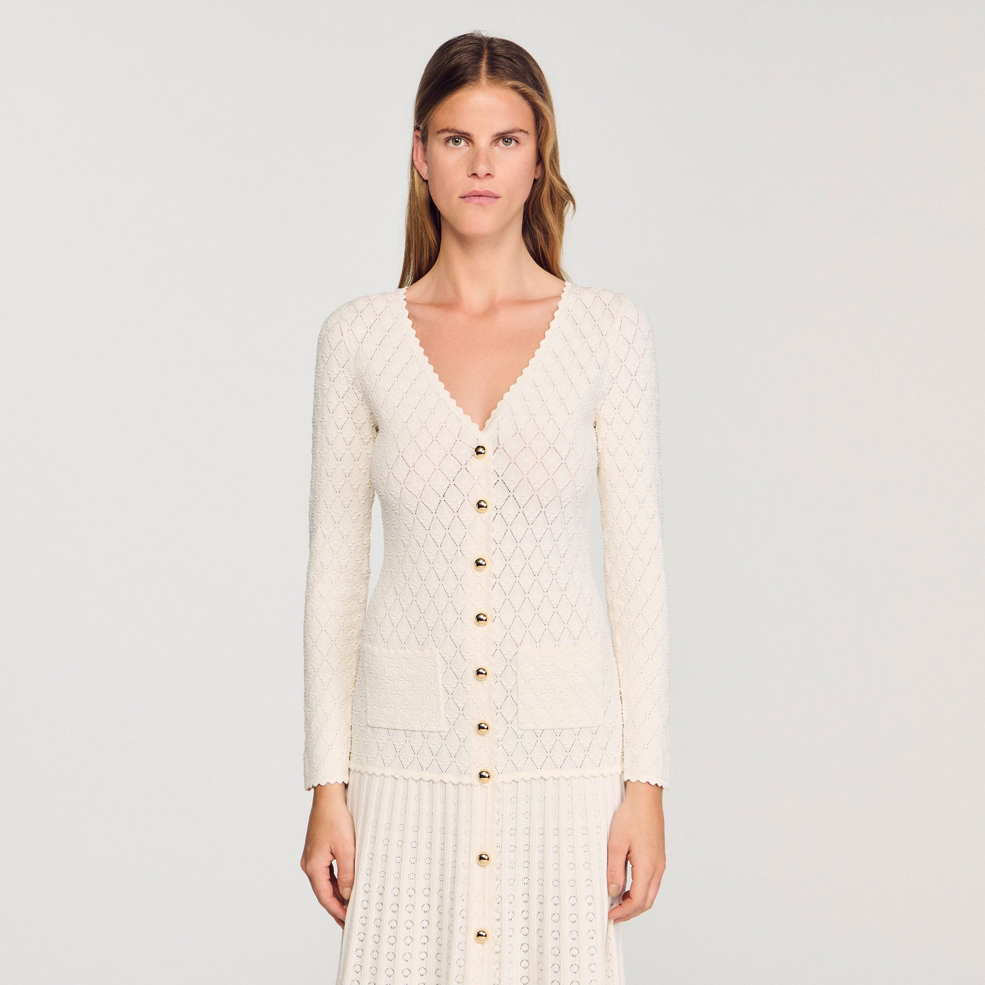 Sabah Fancy Knit Maxi Dress Ecru