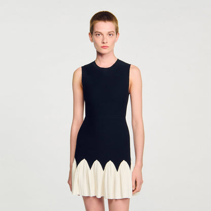 Cassie Two-Tone Short Knit Dress Black / Ecru