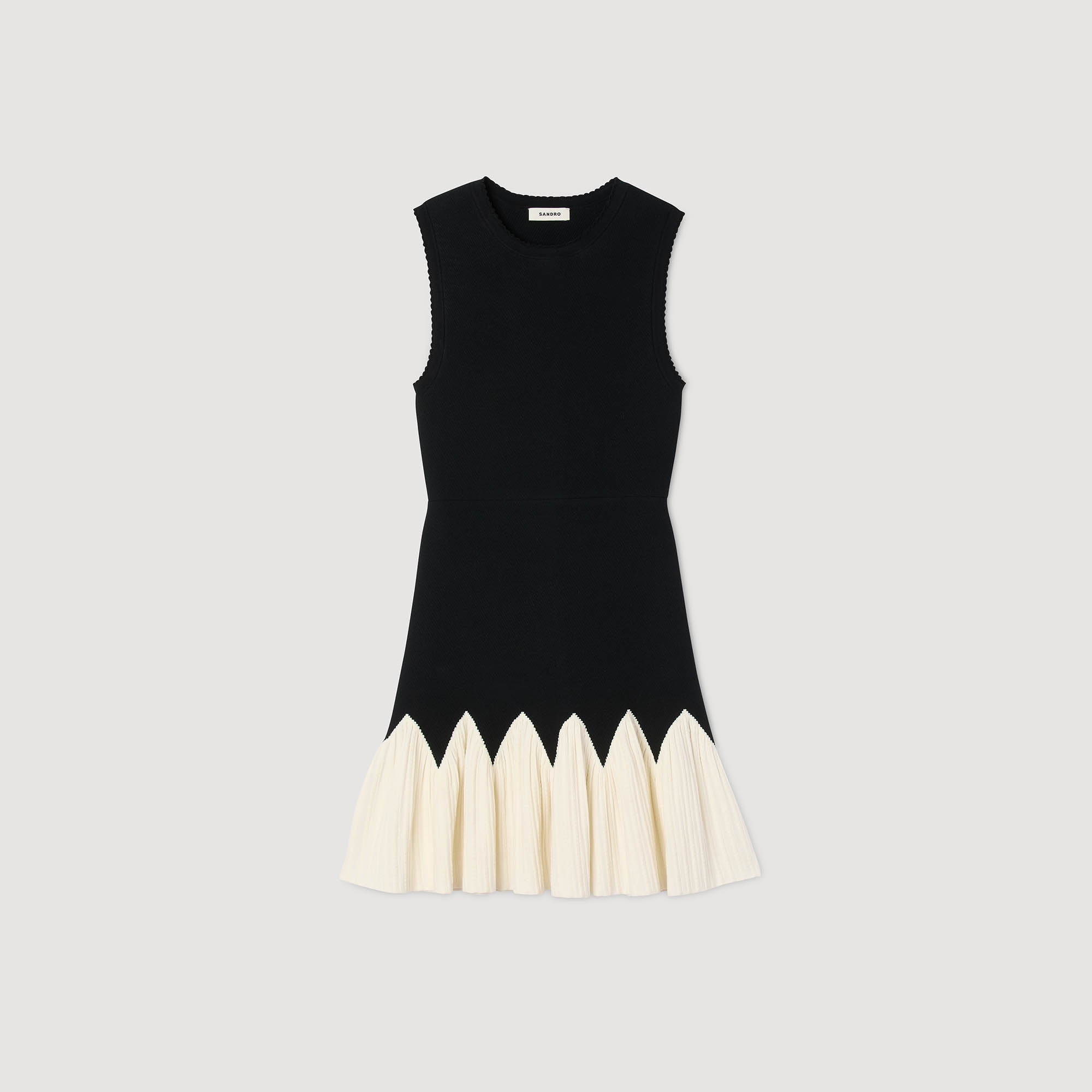 Cassie Two-Tone Short Knit Dress Black / Ecru