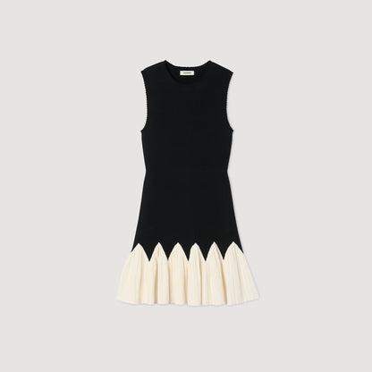 Cassie Two-Tone Short Knit Dress Black / Ecru
