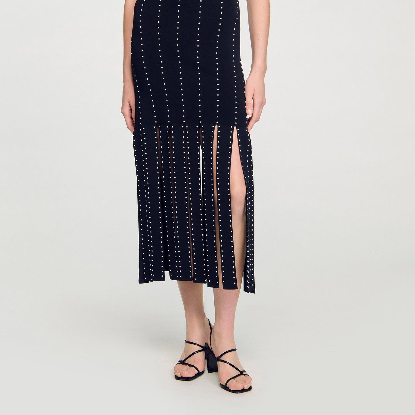 Aphrodite Fringed Knit Maxi Dress Black