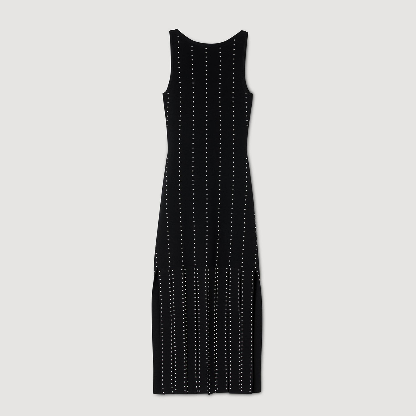 Aphrodite Fringed Knit Maxi Dress Black