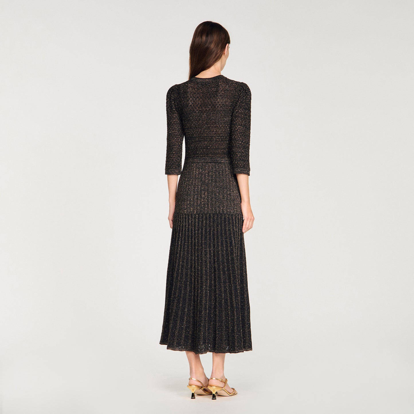 Ramia Pointelle Knit Midi Dress Black