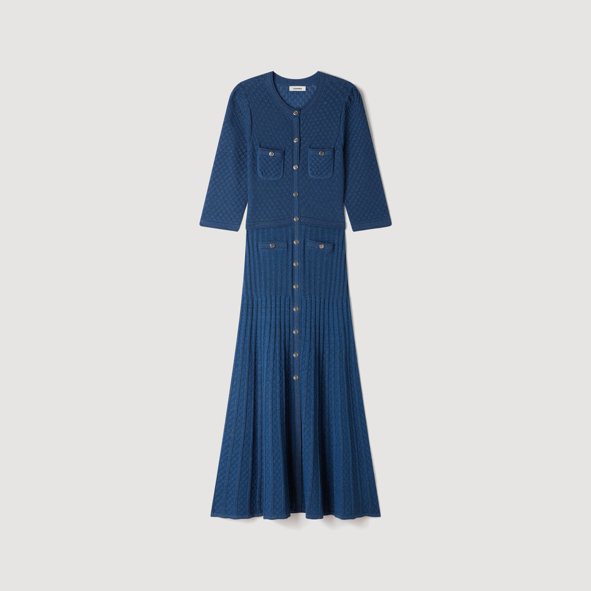 Ramia Pointelle knit midi dress Blue