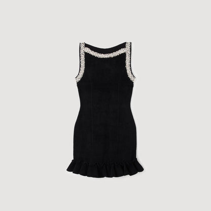 Divina Short Beaded Dress Black