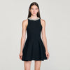 Darcy Short Dress With Pearl Collar Black