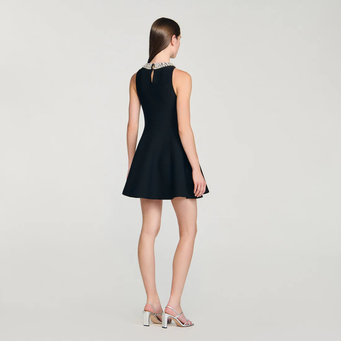 Darcy Short Dress With Pearl Collar Black