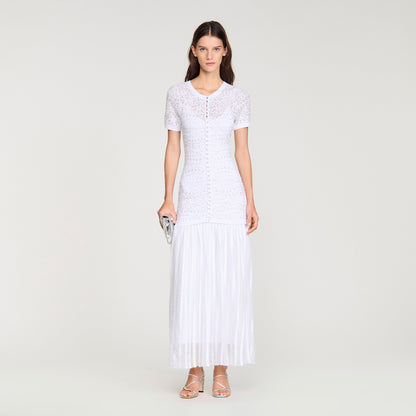 Levana Beaded Knit Maxi Dress White