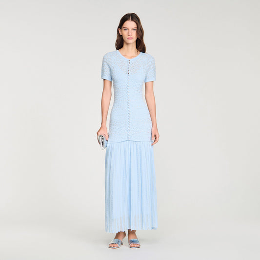 Levana Beaded Knit Maxi Dress Sky Blue