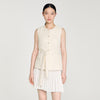 Bloom Two-Material Short Dress Ecru