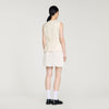 Bloom Two-Material Short Dress Ecru