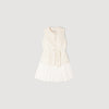 Bloom Two-Material Short Dress Ecru