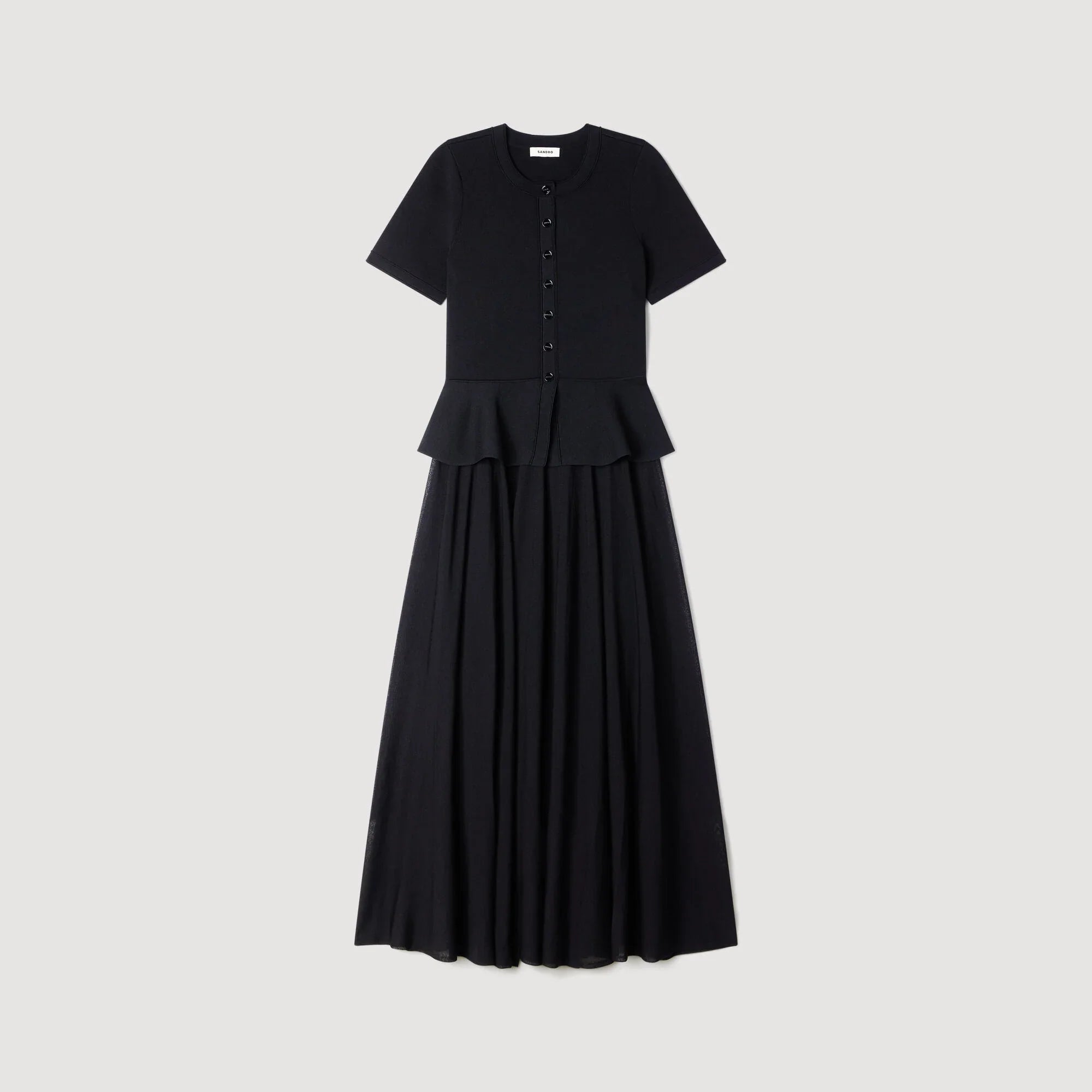 Judith Peplum Knit Maxi Dress Black