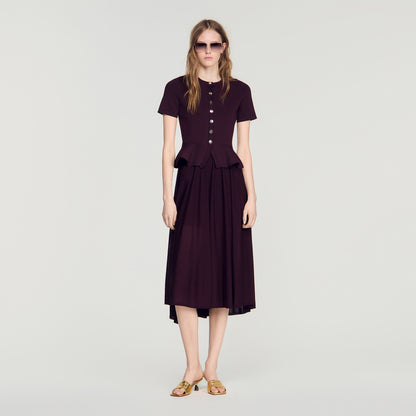 Judith Knit maxi dress with peplum Bordeaux