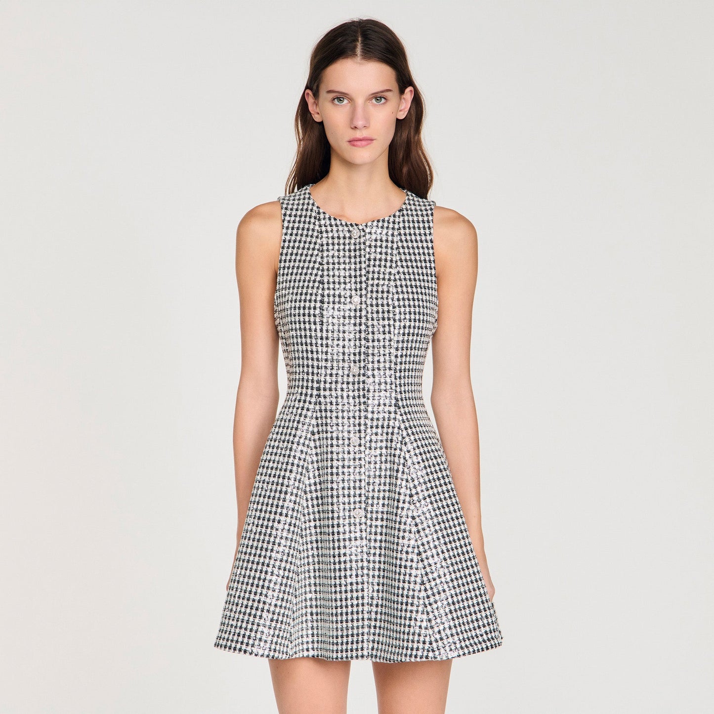 Flavie Tweed And Sequin Short Dress Black / White
