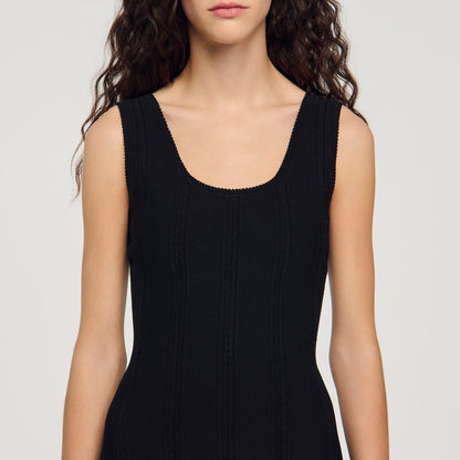 Carla Short Knit Dress With Ruffle Black