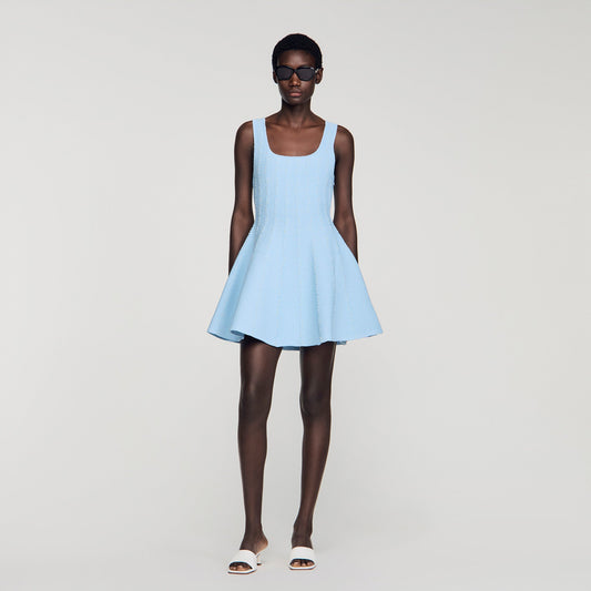 Lyssandra Beaded Knit Short Dress SKY BLUE